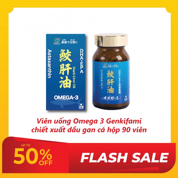 Viên uống Omega 3 Genkifami chiết xuất dầu gan cá hộp 90 viên