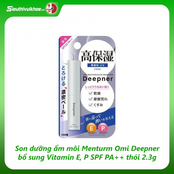 Son dưỡng ẩm môi Menturm Omi Deepner bổ sung Vitamin E, P SPF PA++ thỏi 2.3g (Chống nắng)