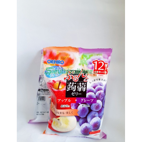 Thạch Orihiro mix 2 vị hoa quả 12 chiếc x 18g (5 vị) (Vị táo và nho 240g)